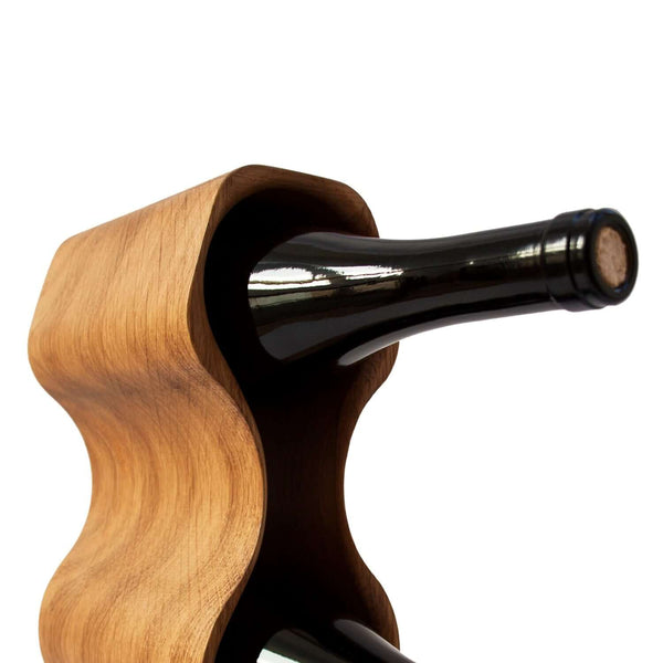 NordicStory Portabottiglie in legno di quercia fatto a mano SLIM, supporto per vino per 3 bottiglie