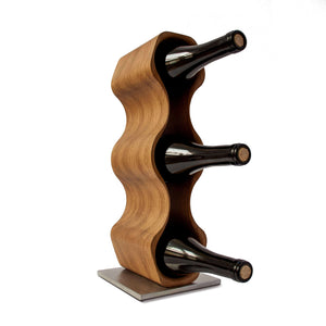 NordicStory Portabottiglie in legno di quercia fatto a mano SLIM, supporto per vino per 3 bottiglie