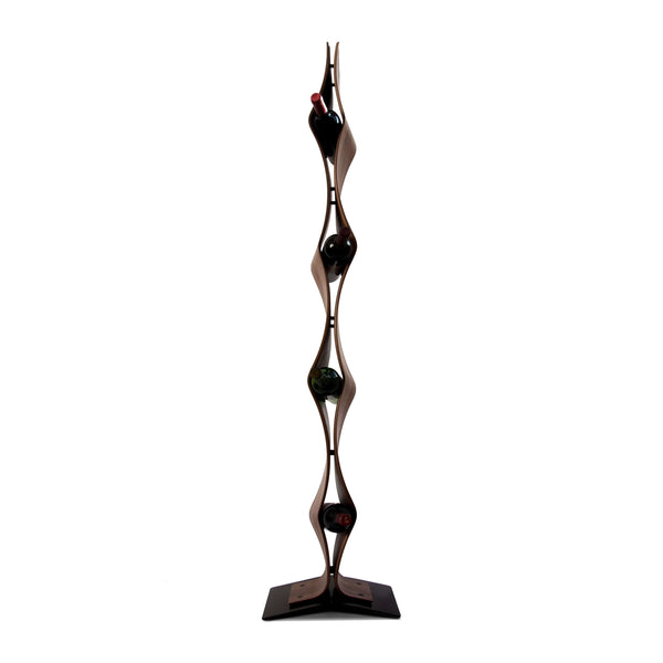 NordicStory Portabottiglie in rovere fatto a mano TWIST, portabottiglie per 4 bottiglie
