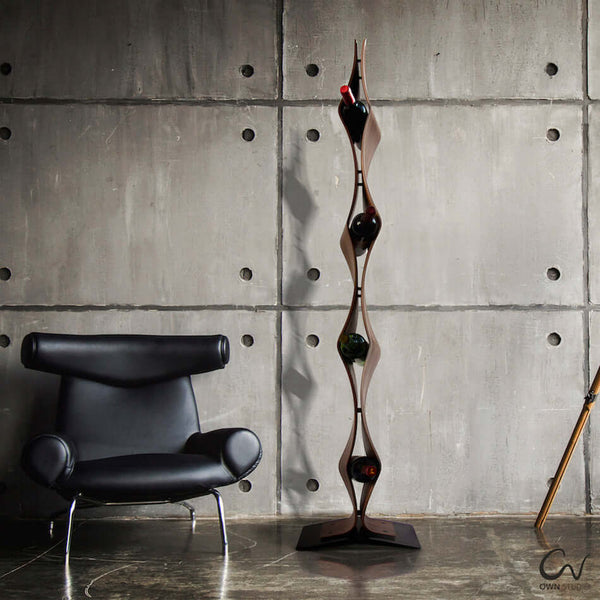 NordicStory Portabottiglie in rovere fatto a mano TWIST, portabottiglie per 4 bottiglie