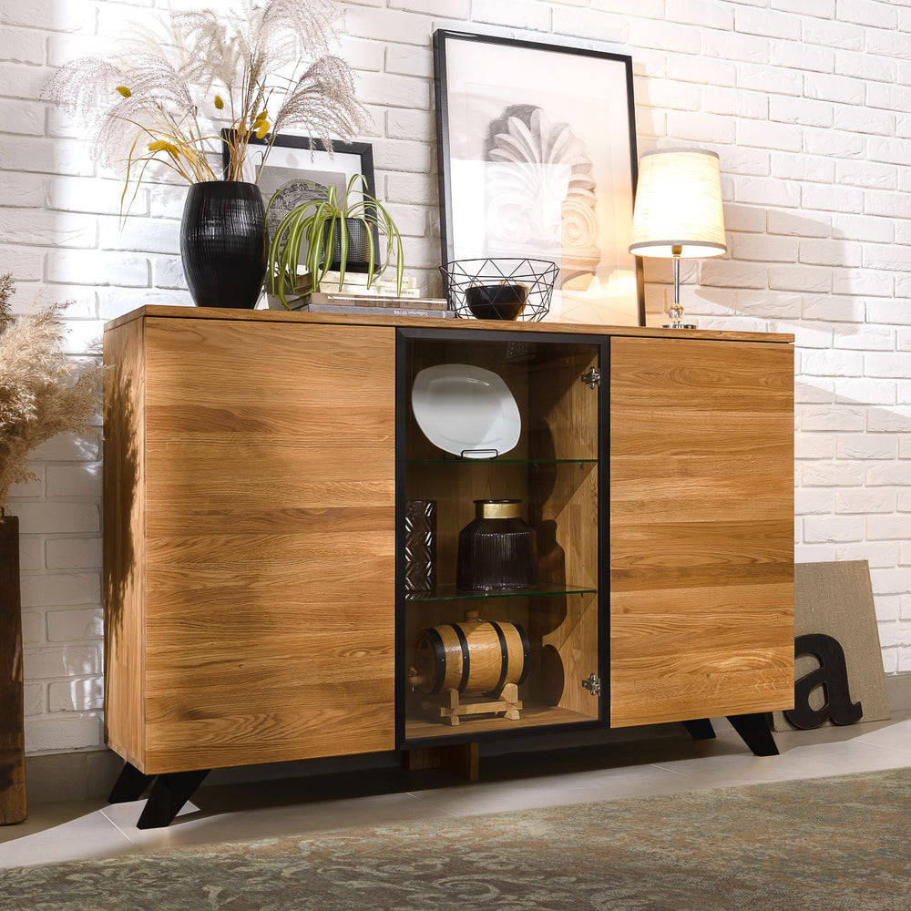 Cassettiera in rovere massiccio NordicStory Moritz 2, 150 x 40 x 101,9 cm.