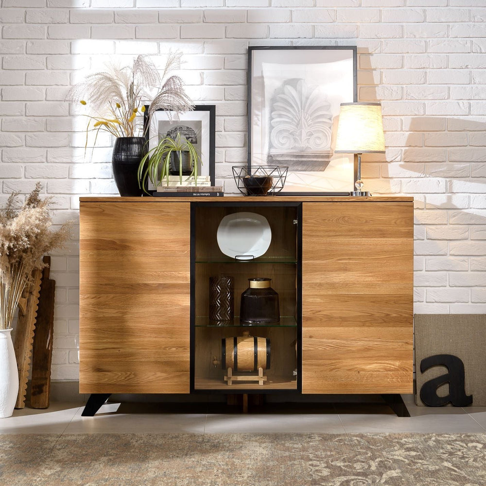 Cassettiera in rovere massiccio NordicStory Moritz 2, 150 x 40 x 101,9 cm.