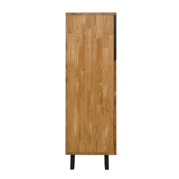 NordicStory Cassettiera in rovere massiccio con gambe in metallo nero Moritz