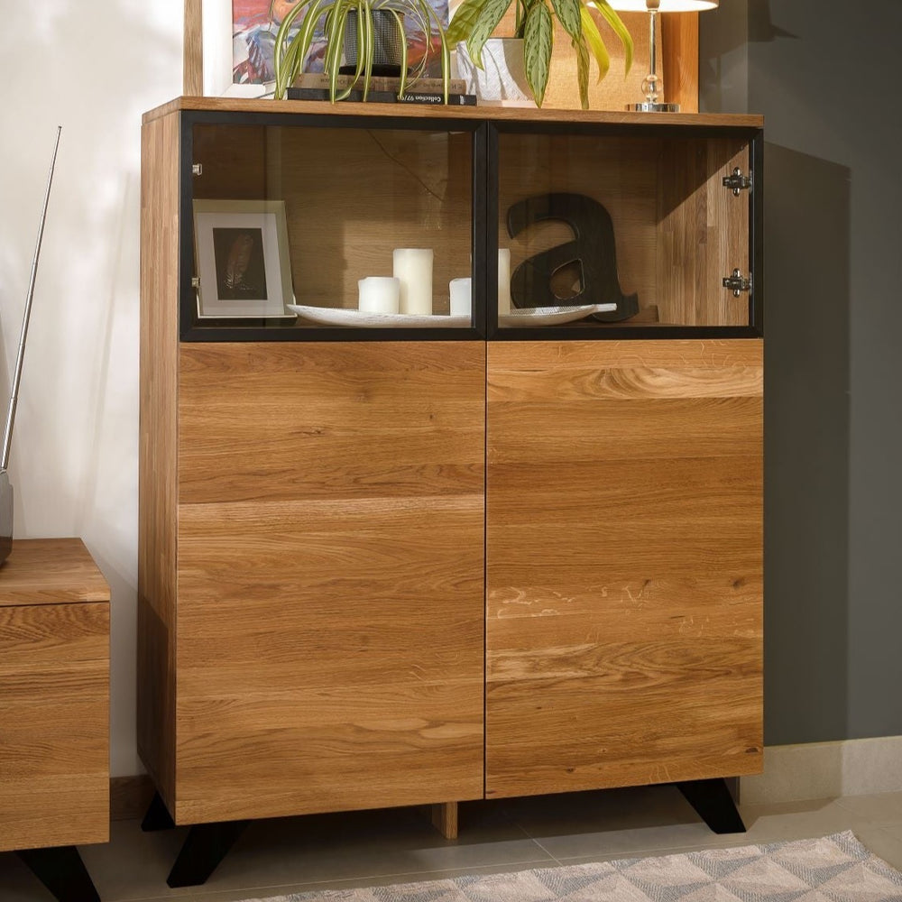 NordicStory Cassettiera in rovere massiccio con gambe in metallo nero Moritz
