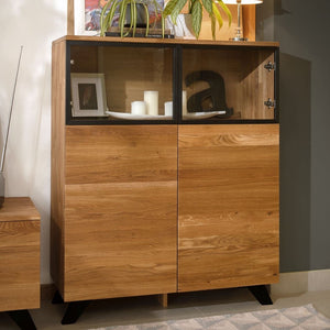 NordicStory Cassettiera in rovere massiccio con gambe in metallo nero Moritz
