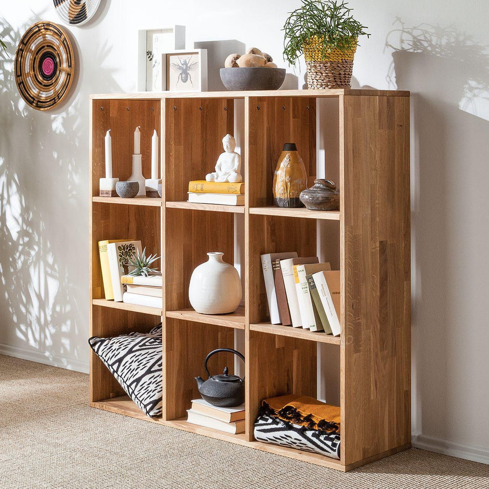 Libreria Regal in rovere massiccio 3x3, 112,2 x 35 x 112,2 cm | NordicStory