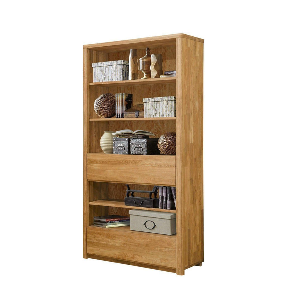 NordicStory Elsa 2 Librerie Elsa Libreria a muro con 2 cassetti in legno massiccio Rovere naturale Scandinavo Nordico Soggiorno Ufficio