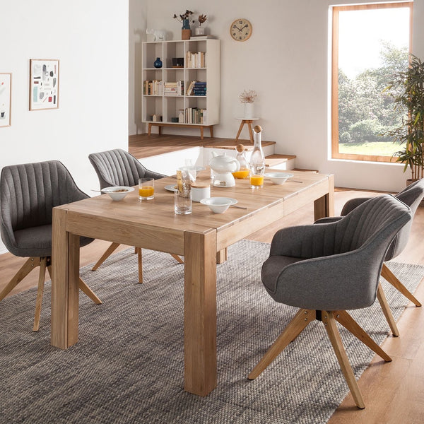 NordicStory Tavolo da pranzo allungabile in legno massiccio di quercia 
