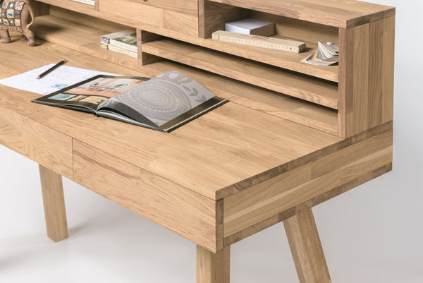 NordicStory Scrivania Einstein 2 140 x 55 x 106 cm. Legno massiccio scandinavo di quercia naturale