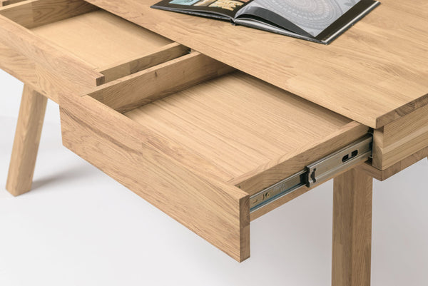 NordicStory Scrivania Einstein 2 140 x 55 x 106 cm. Legno massiccio scandinavo di quercia naturale