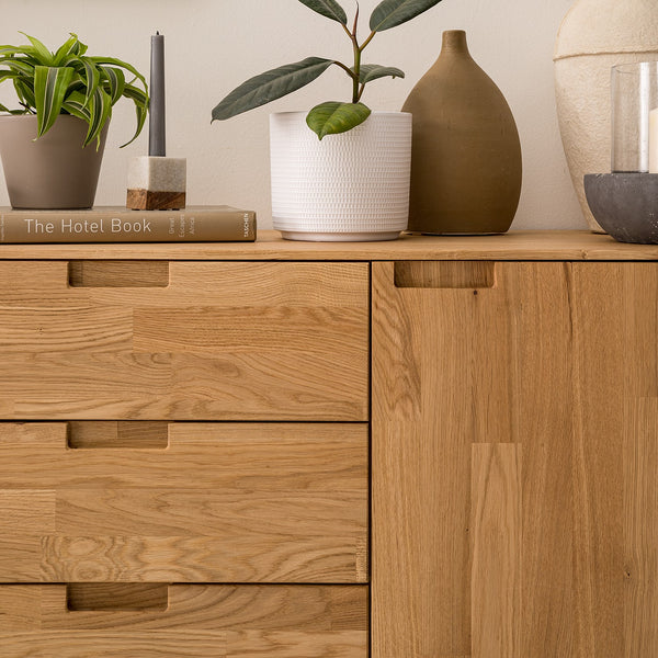 NordicStory Credenza Cassettiera in legno massiccio di quercia