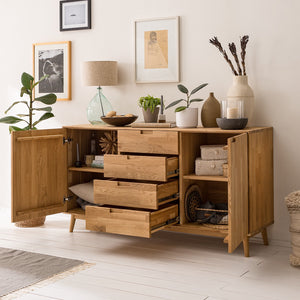 NordicStory Credenza Cassettiera in legno massiccio di quercia