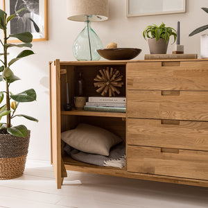 NordicStory Credenza Cassettiera in legno massiccio di quercia