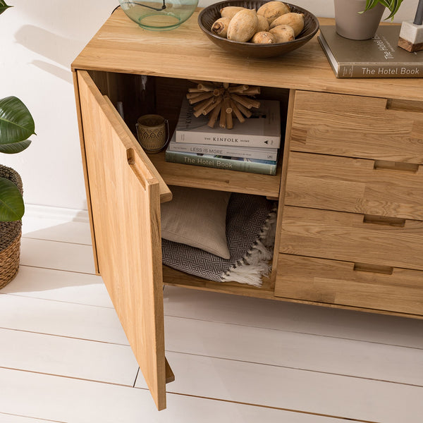 NordicStory Credenza Cassettiera in legno massiccio di quercia
