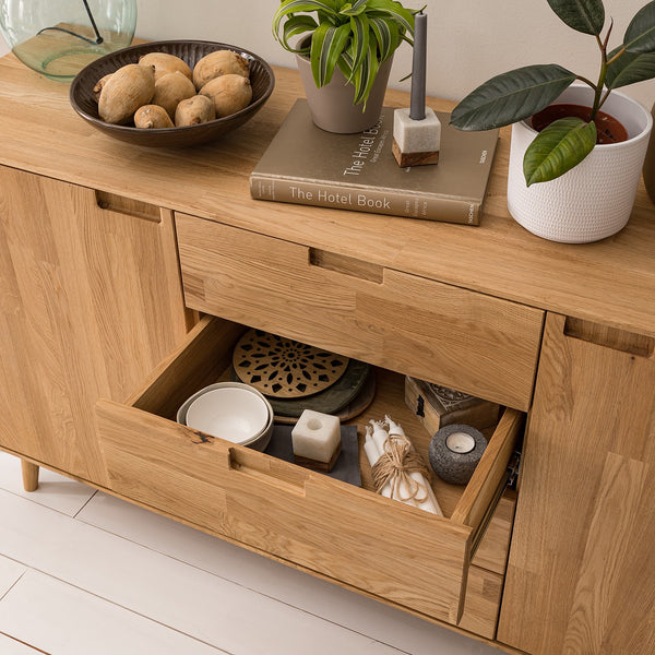 NordicStory Credenza Cassettiera in legno massiccio di quercia
