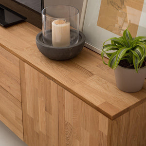 Porta TV NordicStory in legno massiccio di quercia Design industriale scandinavo 