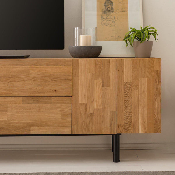 Porta TV Wardi in rovere massiccio, 220 x 40 x 65 cm | NordicStory