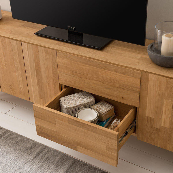 Porta TV NordicStory in legno massiccio di quercia Design industriale scandinavo 