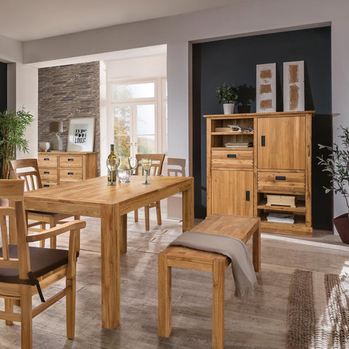 NordicStory Panca da pranzo in rovere massiccio, panca rustica, mobili rustici