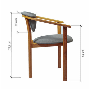 NordicStory Confezione da 4 sedie da pranzo Alexis, struttura in rovere massiccio, rivestimento in colore GRIGIO NORDICO