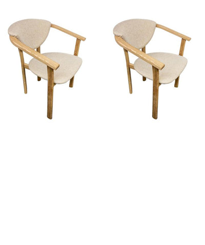 NordicStory Confezione da 2 o 4 sedie da pranzo Alexis, struttura in rovere massiccio, rivestimento beige