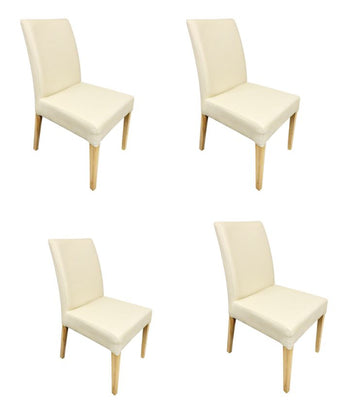 Prodotti NordicStory Confezione da 4 sedie da pranzo Malaga, struttura in rovere massiccio, rivestimento beige