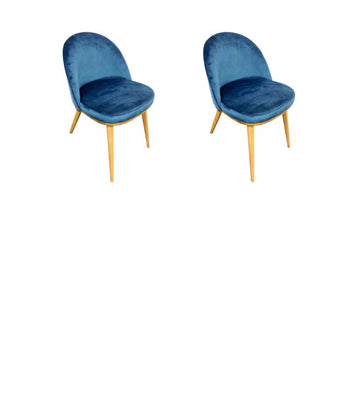 NordicStory Confezione da 2 o 4 sedie da pranzo trasparenti, struttura in rovere massiccio, rivestimento in Monako blu
