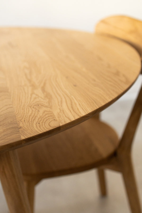 NordicStory Tavolo da pranzo rotondo allungabile in rovere massiccio Escandi 3 100-130 x 100 x 75 cm