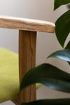 NordicStory Confezione da 4 sedie da pranzo Alexis, struttura in rovere massiccio, rivestimento in verde vivo