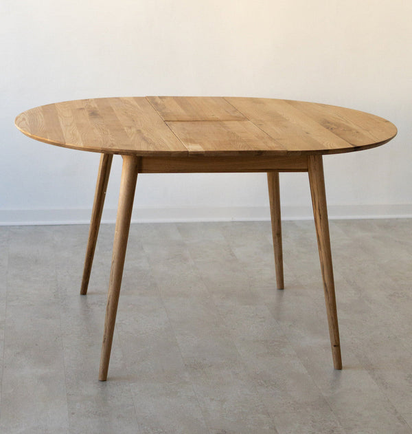 NordicStory Tavolo da pranzo rotondo allungabile in rovere massiccio Escandi 3 100-130 x 100 x 75 cm.  Media 1 di 20
