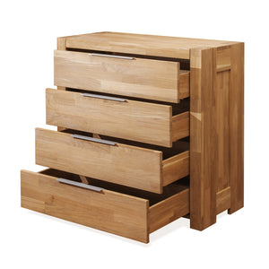  Cassettiera in rovere massiccio a 4 cassetti in stile scandinavo 