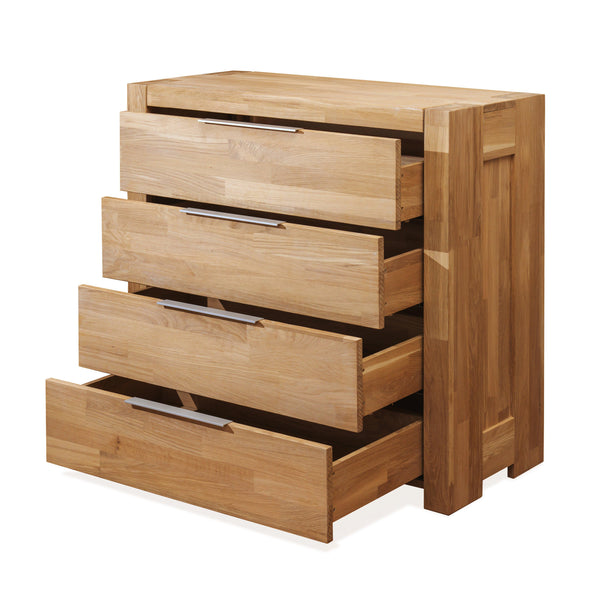  Cassettiera in rovere massiccio a 4 cassetti in stile scandinavo 