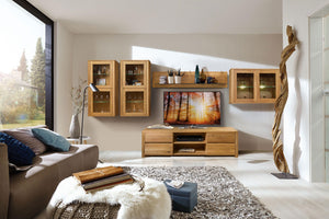 Armadio a muro in legno massiccio di rovere NordicStory con contenitore in vetro scandinavo 