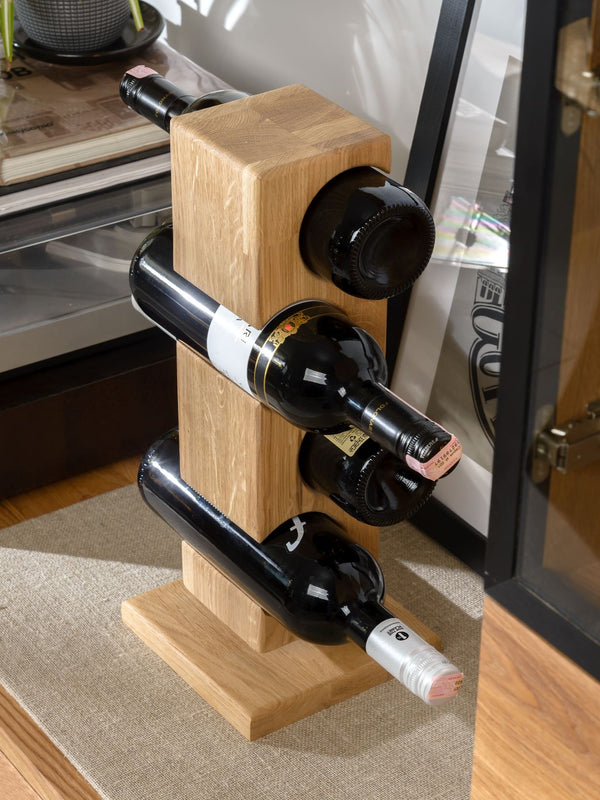 Portabottiglie in rovere NordicStory Alma, supporto per 4 bottiglie