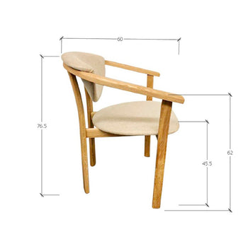 NordicStory Confezione da 4 sedie da pranzo Alexis, struttura in rovere massiccio, rivestimento beige