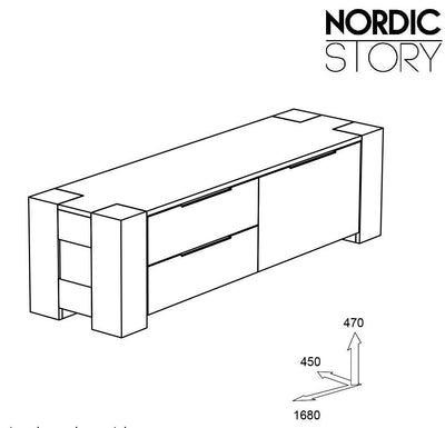 NordicStory tavolo TV credenza cassettiera soggiorno legno massiccio rovere 100 naturale sbiancato