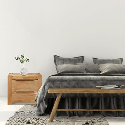 Comodino da divano in legno di rovere massiccio scandinavo 